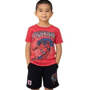 Marvel Spider-Man Red and Black drawstring shorts set size 6 NWT